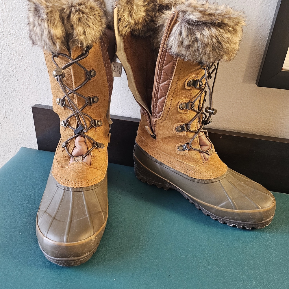 Women's Brown Faux-Fur Winter Snow Boots